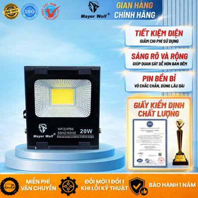 Đèn Pha Điện Ngoài Trời Mayor Wolf 20W Cao Cấp - Hàng Chính Hãng, Bảo Hành 2 Năm