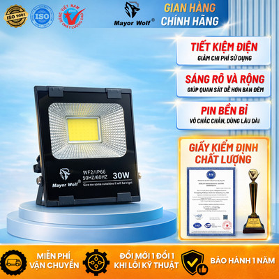 Đèn Pha Điện Ngoài Trời Mayor Wolf 30W Cao Cấp - Hàng Chính Hãng, Bảo Hành 2 Năm