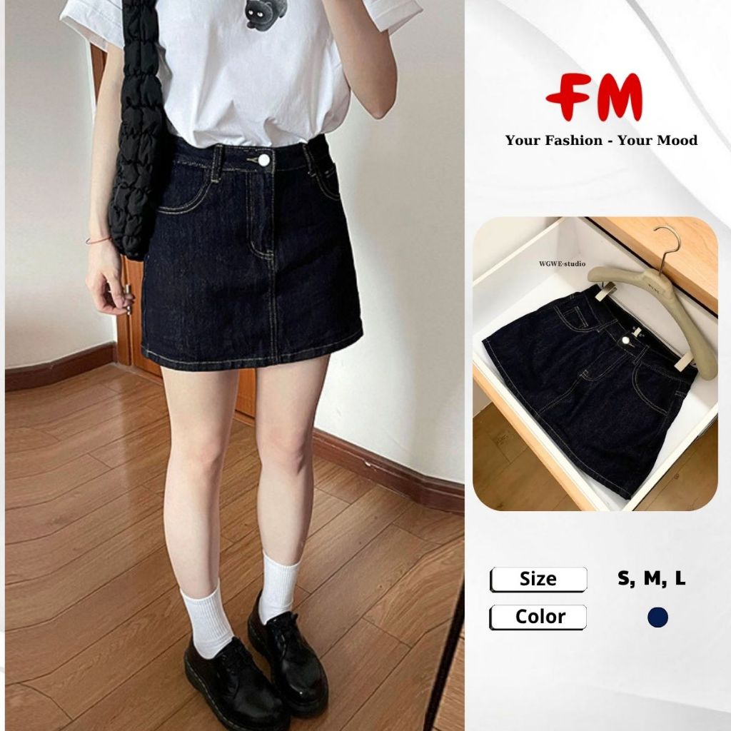 Chân Váy Jean Chữ A Nữ FMSTYLE Viền Chỉ Nổi Chuẩn Form Trẻ Trung Phối Đồ Xinh 26040092