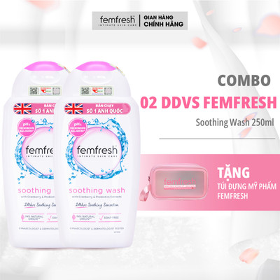 [MUA 2 TẶNG 1]Dung Dịch Vệ Sinh Phụ Nữ Femfresh Soothing Wash -Hỗ Trợ Các Vấn Đề Về Da 250ml TẶNG Quà Siêu Xinh