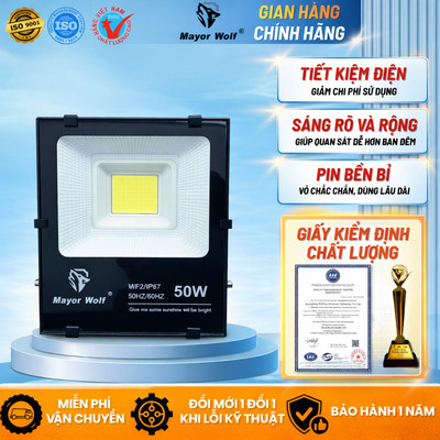 Đèn Pha Điện Ngoài Trời MayorWolf 50W Cao Cấp - Hàng Chính Hãng Bảo Hành 2 Năm