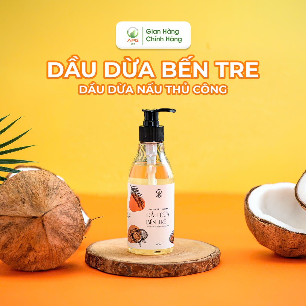 Dầu Dừa Nấu Thủ Công APG ECO Chiết Xuất Từ Đặc Sản Bến Tre Chai 250ML