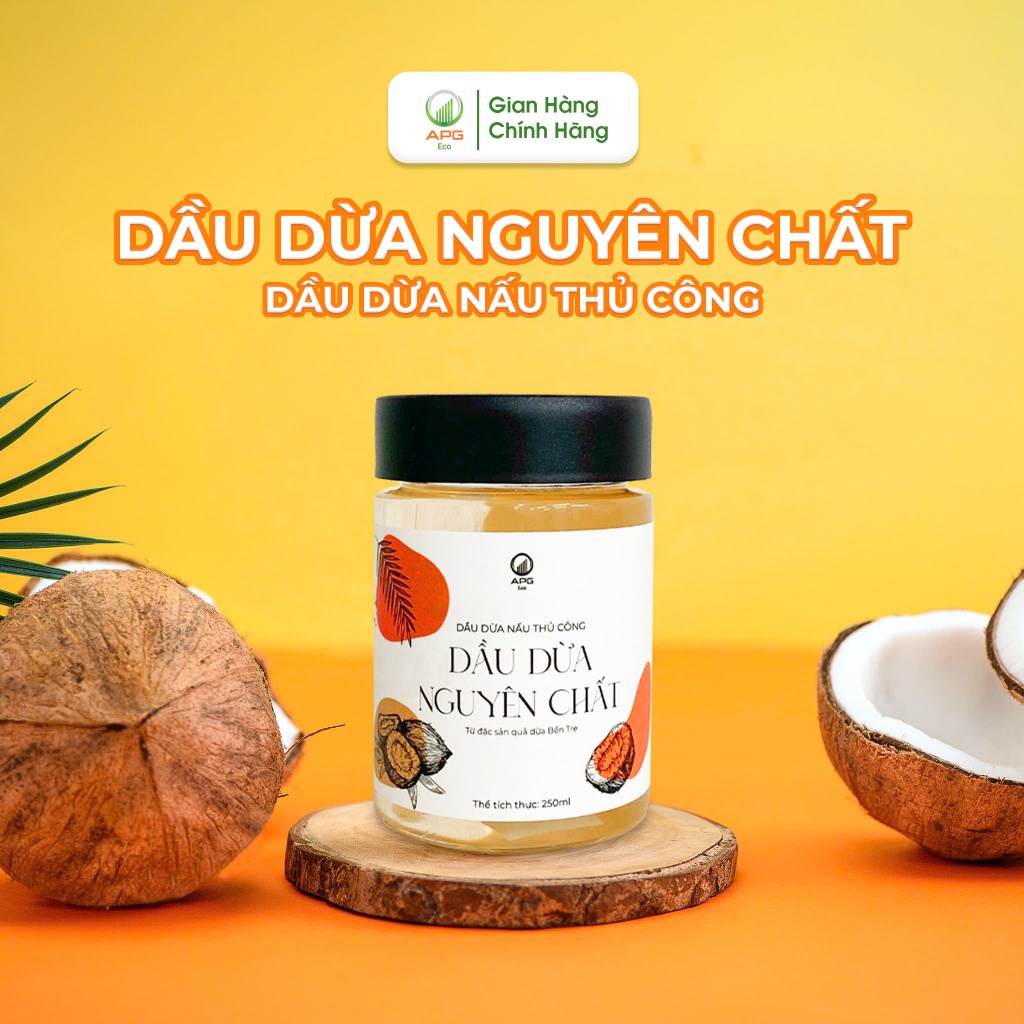 Hũ Dầu Dừa Nấu Thủ Công APG ECO Chiết Xuất Từ Đặc Sản Bến Tre 250ML