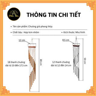 CHUÔNG GIÓ PHONG THỦY 18 thanh, 12 thanh hợp kim