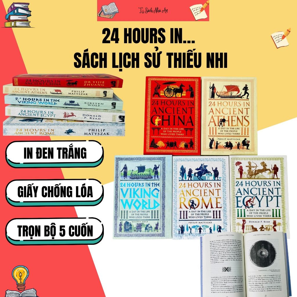 [Sách] 24 Hours in Ancient China Athens Rome Egypt Viking World, trọn bộ 5 cuốn – Sách lịch sử thiếu