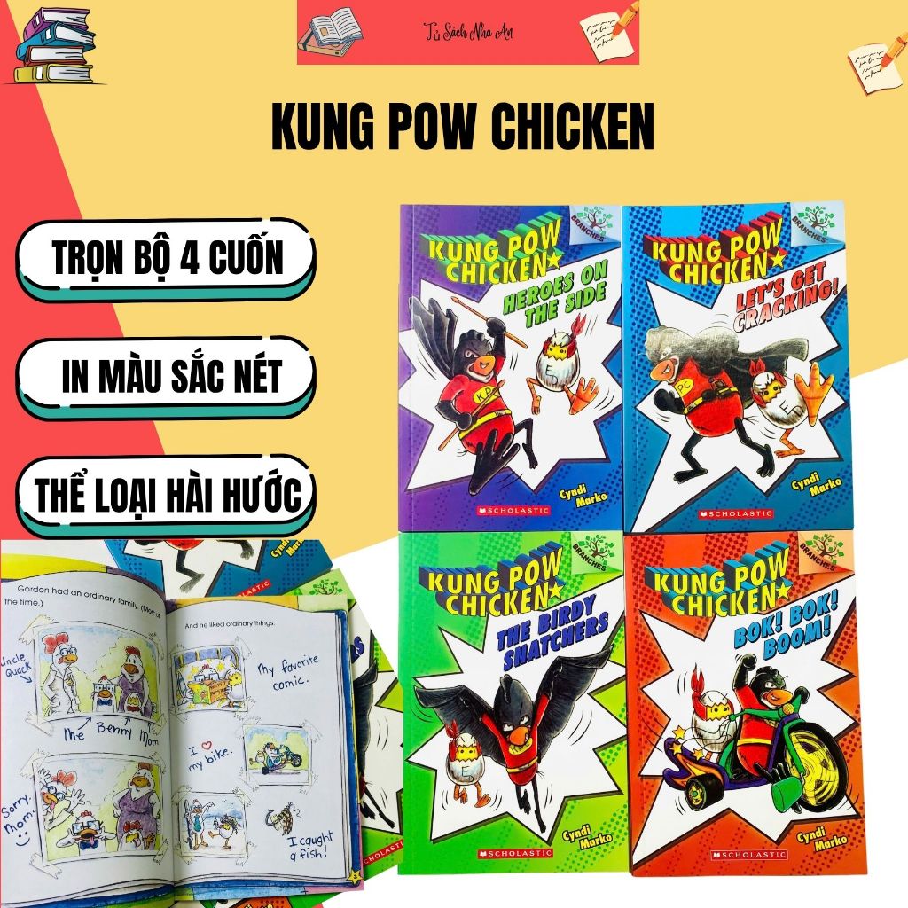Sách - Kung Pow Chicken – Bộ 4 cuốn truyện tranh tiếng Anh hài hước cho bé