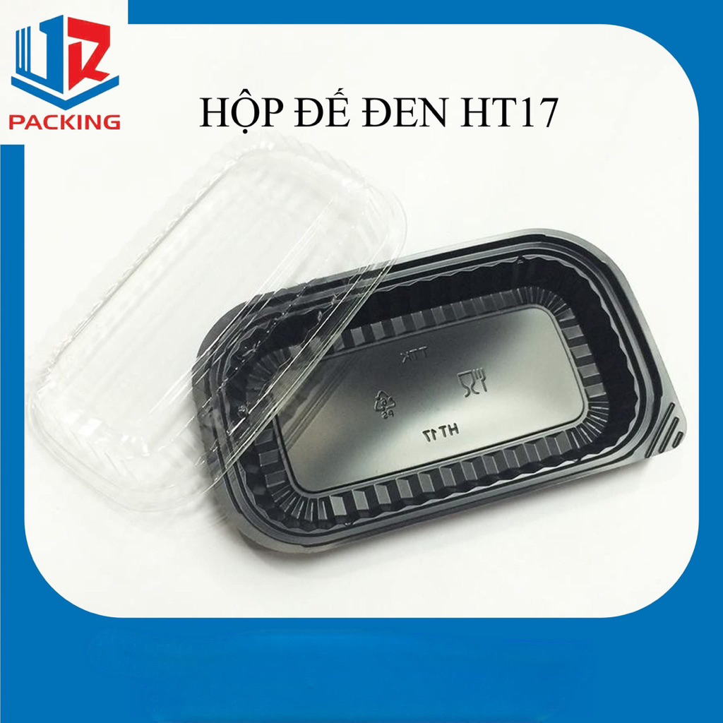 Sỉ Hộp ht17, khay nhựa đế đen nắp trong đựng cơm, thực phẩm HT17, thùng 500 cái