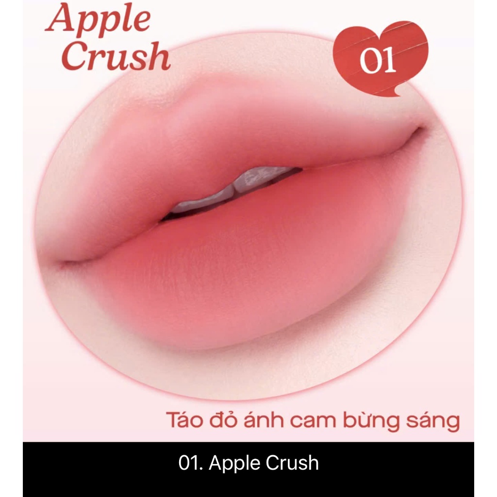 [Pass KOC New] apple crush- Son kem GSLAY Sorbet Lip Cream mịn lì thuần chay che phủ rãnh môi giữ mà