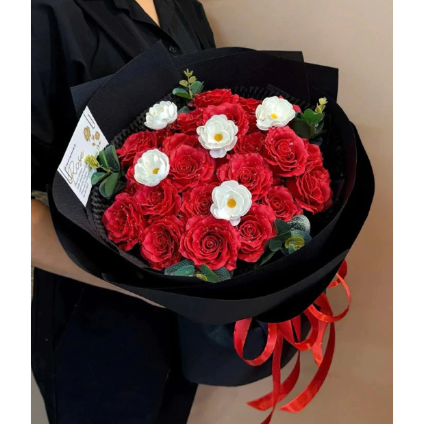 Hoa Hồng Sáp Ecudor Giọt Sương (Hộp 25 Bông)