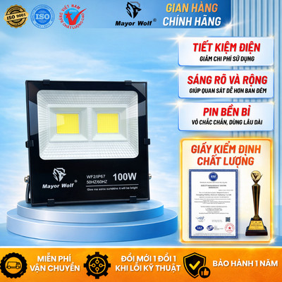 Đèn Pha Điện Ngoài Trời MayorWolf 100W Cao Cấp - Hàng Chính Hãng Bảo Hành 2 Năm