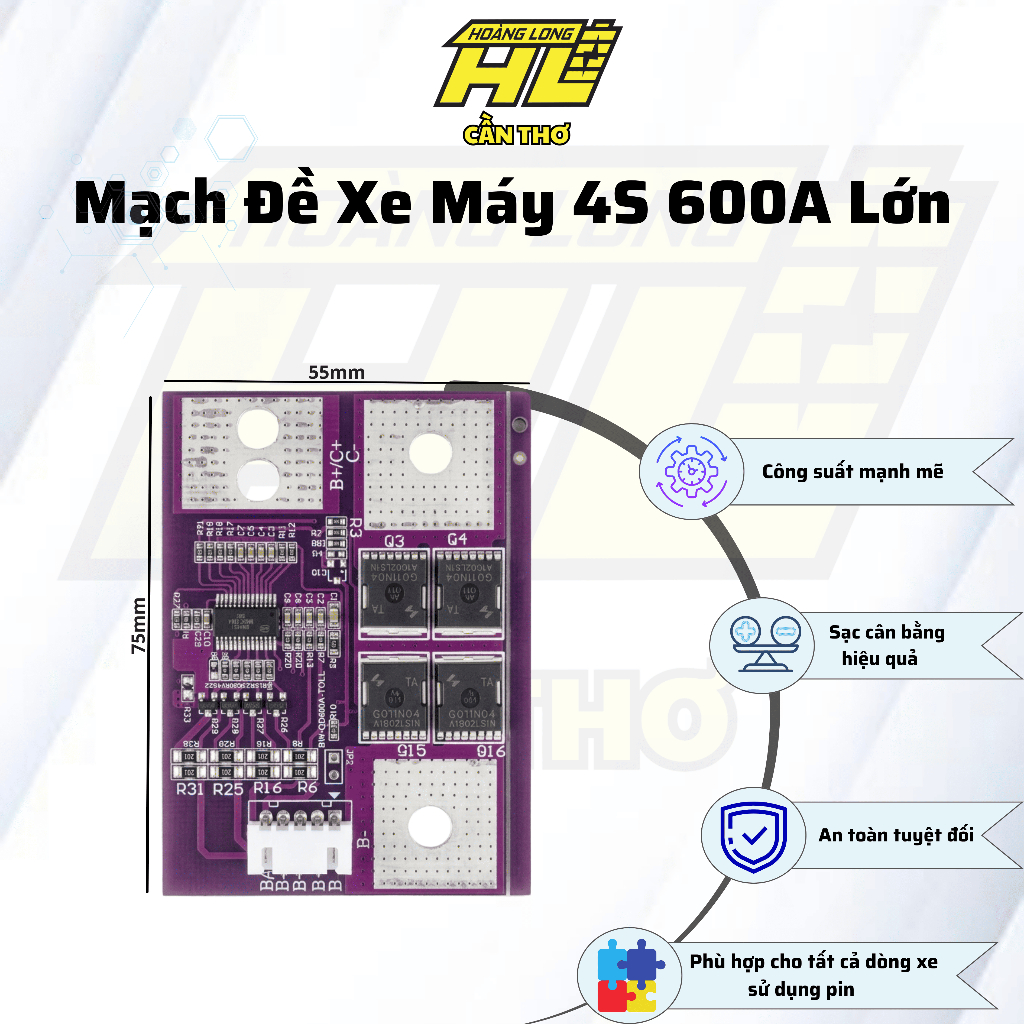 Mạch Đề Xe Máy 4S 600A Lớn - Siêu Khỏe, Khởi Động Nhanh