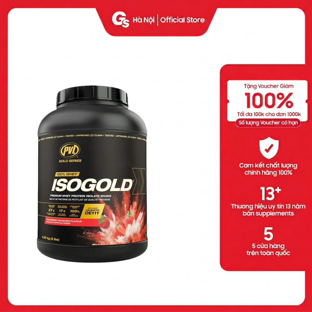 Sữa tăng cơ PVL ISO GOLD Premium Whey Protein Isolate 5Lbs (2.27kg) Made in Canada - Gymstore