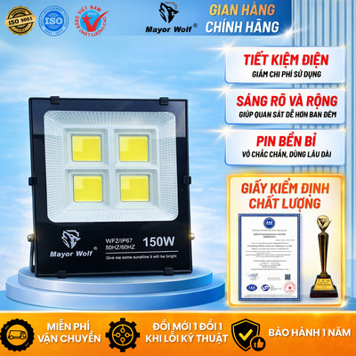 Đèn Pha Điện Ngoài Trời MayorWolf 150W Cao Cấp - Hàng Chính Hãng Bảo Hành 2 Năm