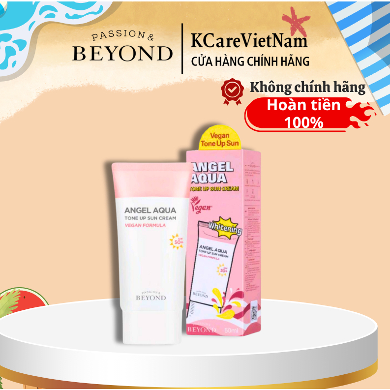 [Tem Lg Kem chống nắng Nâng Tone Tự Nhiên Beyond, làm mát da | Angel Aqua Tone-up Suncream 50ml