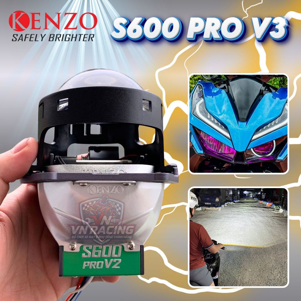 S600 Pro Đèn Pha LED Bi Cầu Kenzo S600 Pro V3 75W Siêu Sáng Ánh Sáng Mạnh Cho Xe Máy Ô Tô Chính Hãng