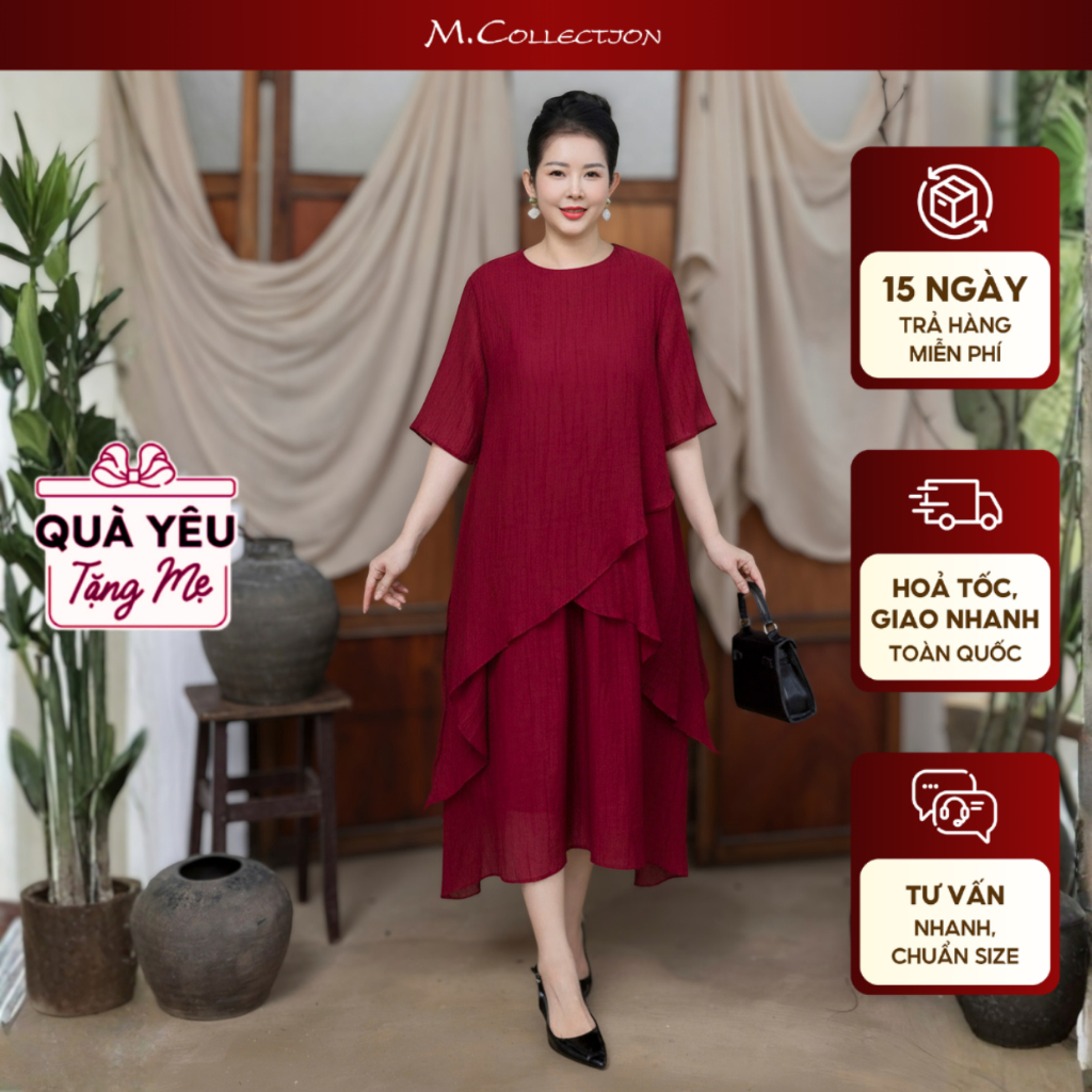 M Collection | Đầm Maxi Suông Trơn Vắt Chéo Hai Lớp Chất Tơ Xốp Lót Lụa Hàn Trắng - D12062