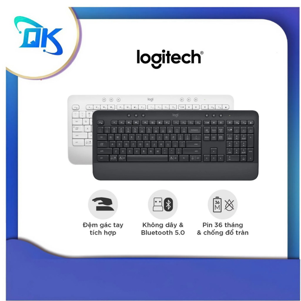 Bàn phím không dây Logitech K650 Signature Bluetooth - Hàng Chính Hãng