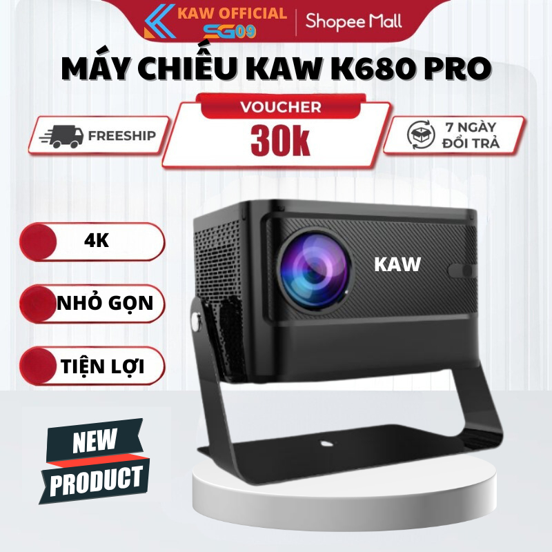 Máy Chiếu Mini KAW K680 Pro Chính Hãng Full HD 1080P, Độ Sáng Cao 1400 Lumen, BH 24 Tháng