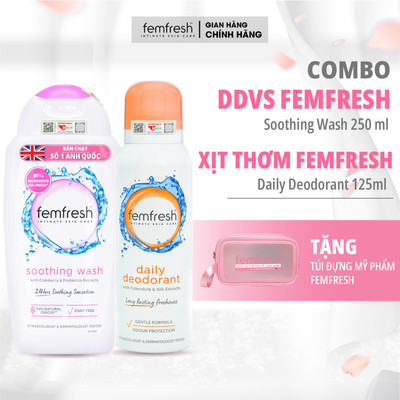 DDVS Femfresh Soothing Wash & Xịt Thơm Mát Femfresh Deodorant Spray 125ml