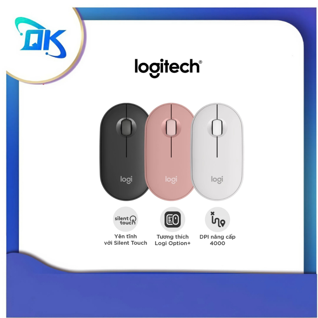 Chuột Bluetooth Logitech M350s Pebble 2 Silent - Mỏng nhẹ, Nút tùy chỉnh, Easy-Switch, 4000DPI - Hàn