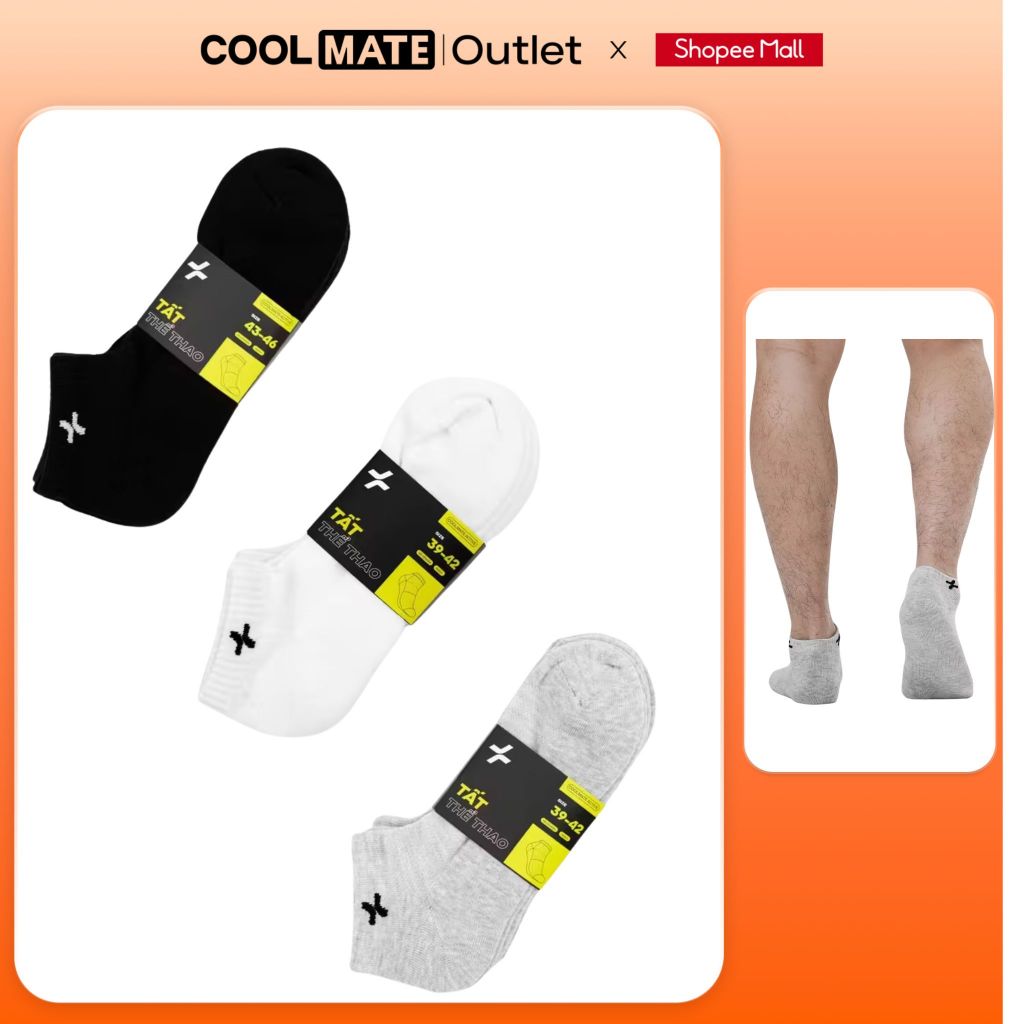 [Coolmate Outlet] Pack 3 Tất/ Vớ active cổ ngắn mềm mại thoángKhí