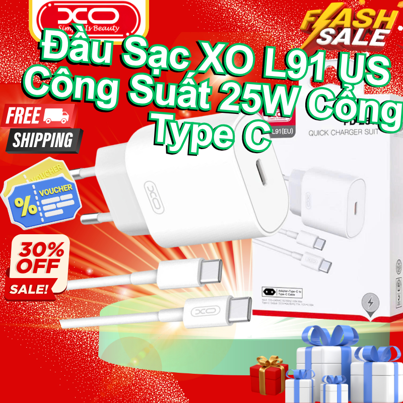 Củ Sạc Nhanh XO Việt Nam L91 – Công Suất 25W Type C PD PPS, Chống Ngắn Mạch | XO L91