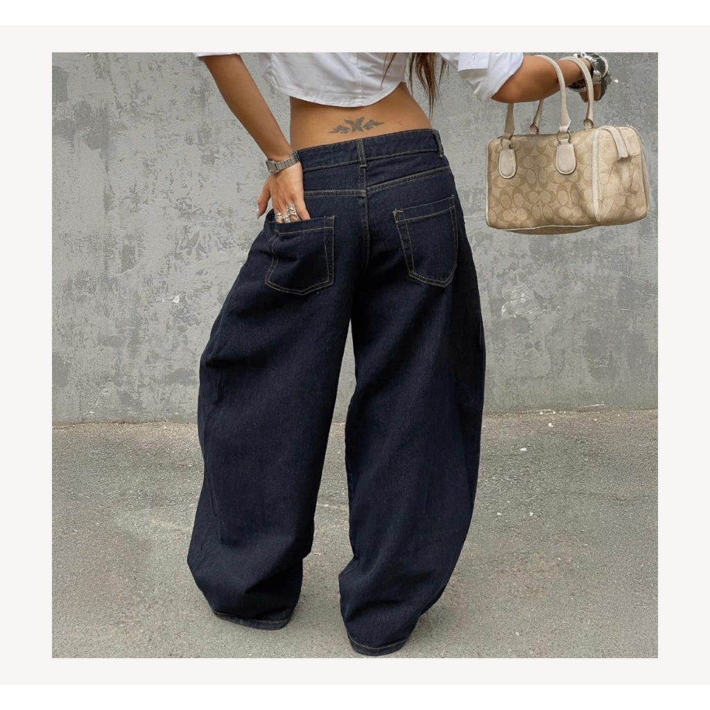 Quần Denim Đen Form Rộng GODMOTHER Quần Jean Cotton Ống Rộng Form Thụng Nam Nữ Unisex | BigBuy360 - bigbuy360.vn