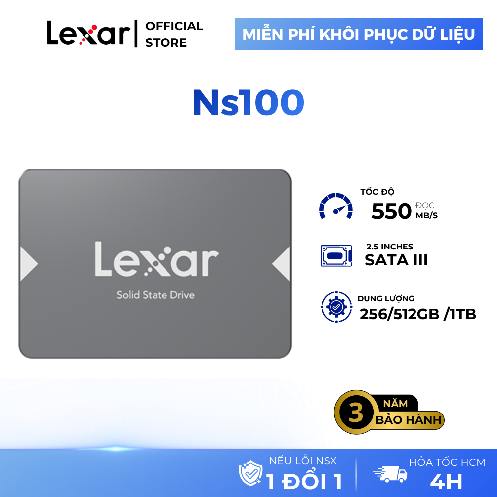 Ổ Cứng Gắn Trong SSD 2.5 Inch SATA III Lexar NS100/ NQ100 256GB-1TB 550MB/s Tương Thích Laptop/PC