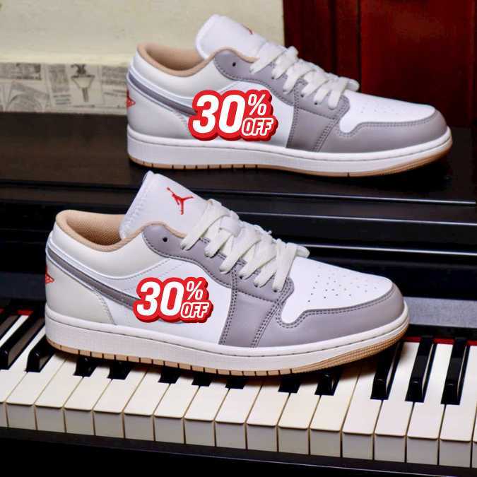 Giày Sneaker Low Top Trắng Xám Basic – Form Chuẩn, Phối Đồ Cực Dễ