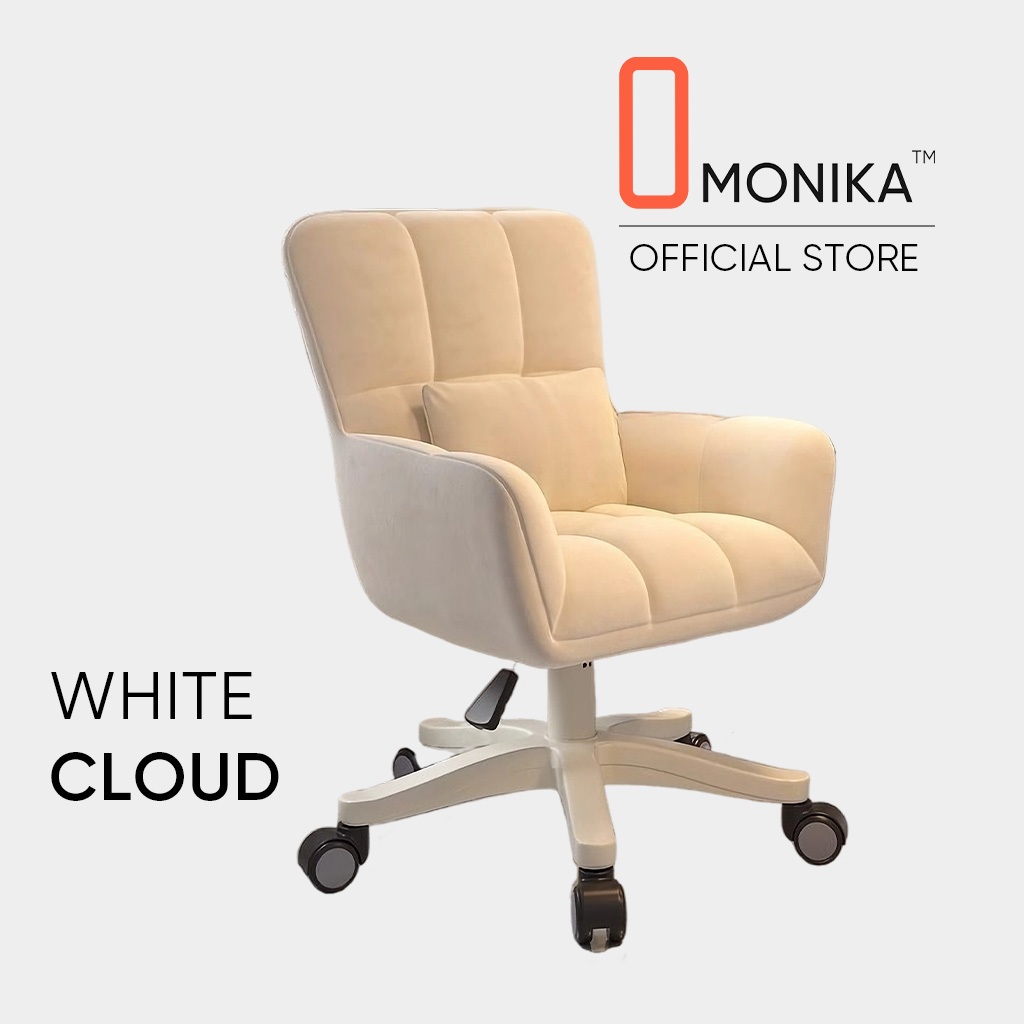 Ghế Xoay Làm Việc MONIKA CLOUD Cao Cấp | Trang Điểm Decor Phòng Ngủ Vải Flannel Công Thái Học Êm Ái