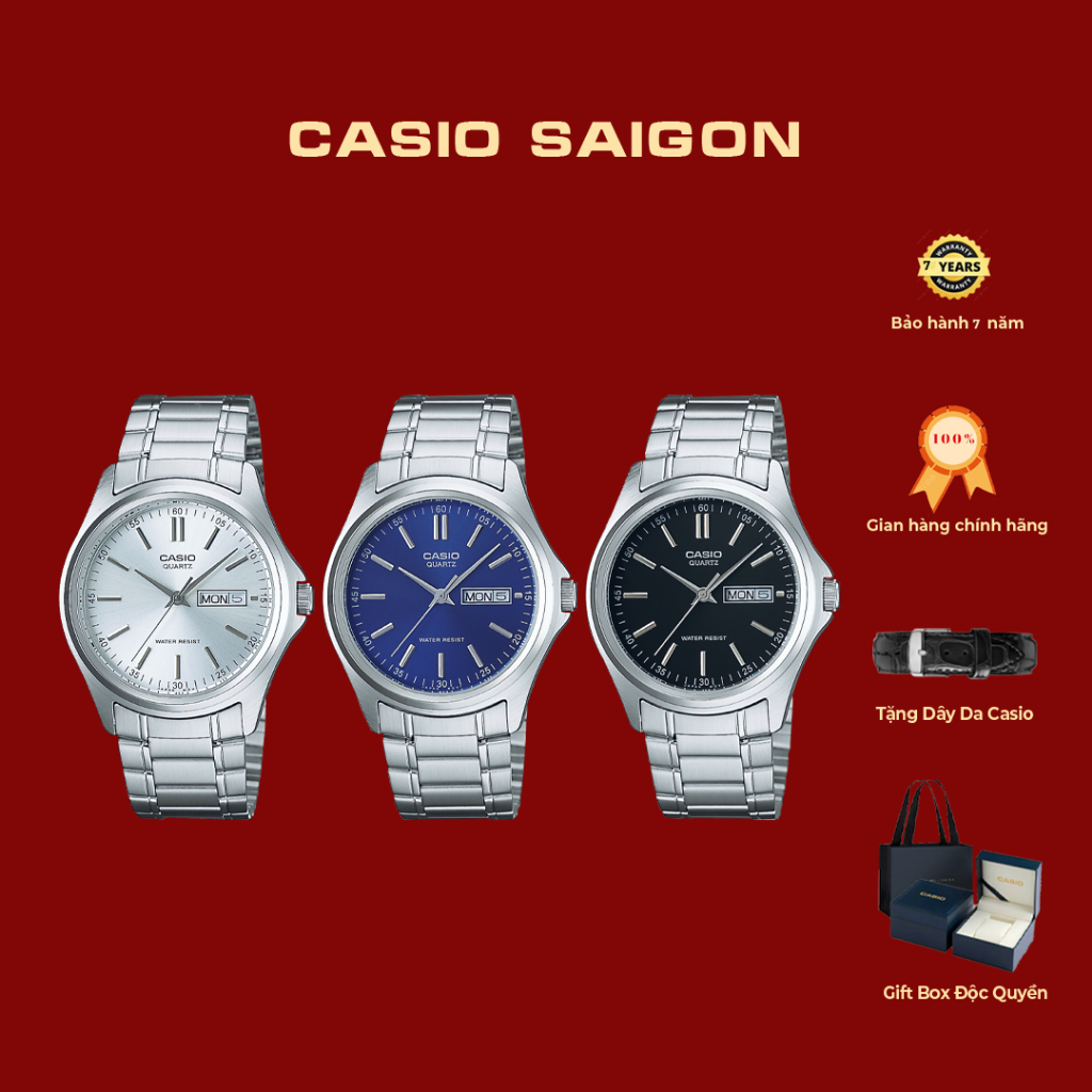 (Chính Hãng) Đồng Hồ Casio MTP-1239D Size 38.5-Tặng Dây Da-Gift Box - Bảo Hành 7 Năm