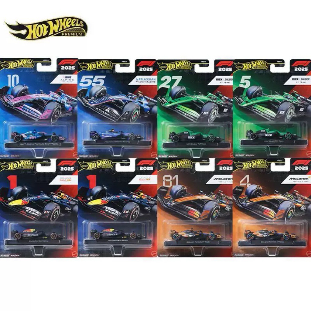 Hot Wheels Premium F1 2025 - McLaren / Mercedes / Red Bull / Haas / Visa CashApp - Xe Mô Hình F1 Cao