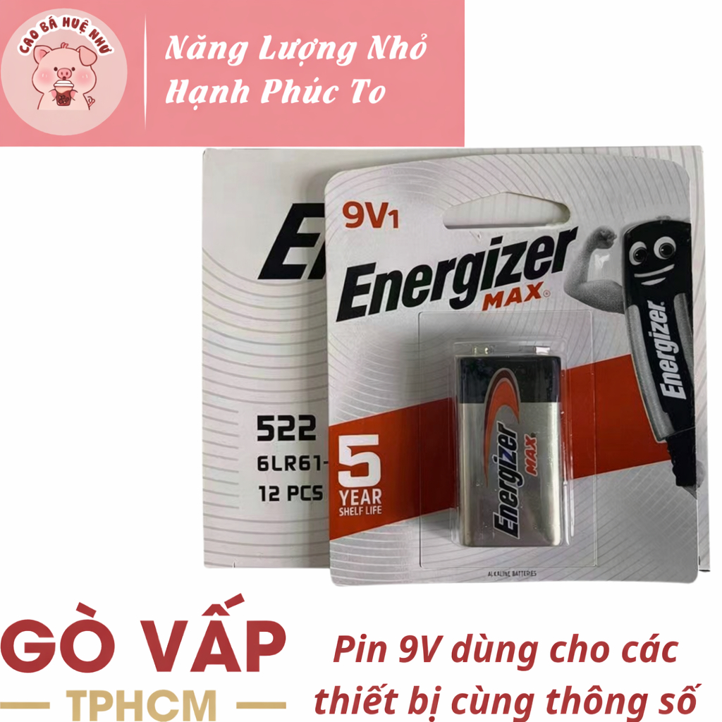 Pin 9V Energizer Max ( Pin Vuông ) 6LF22 Vỉ 1 Viên Chính Hãng