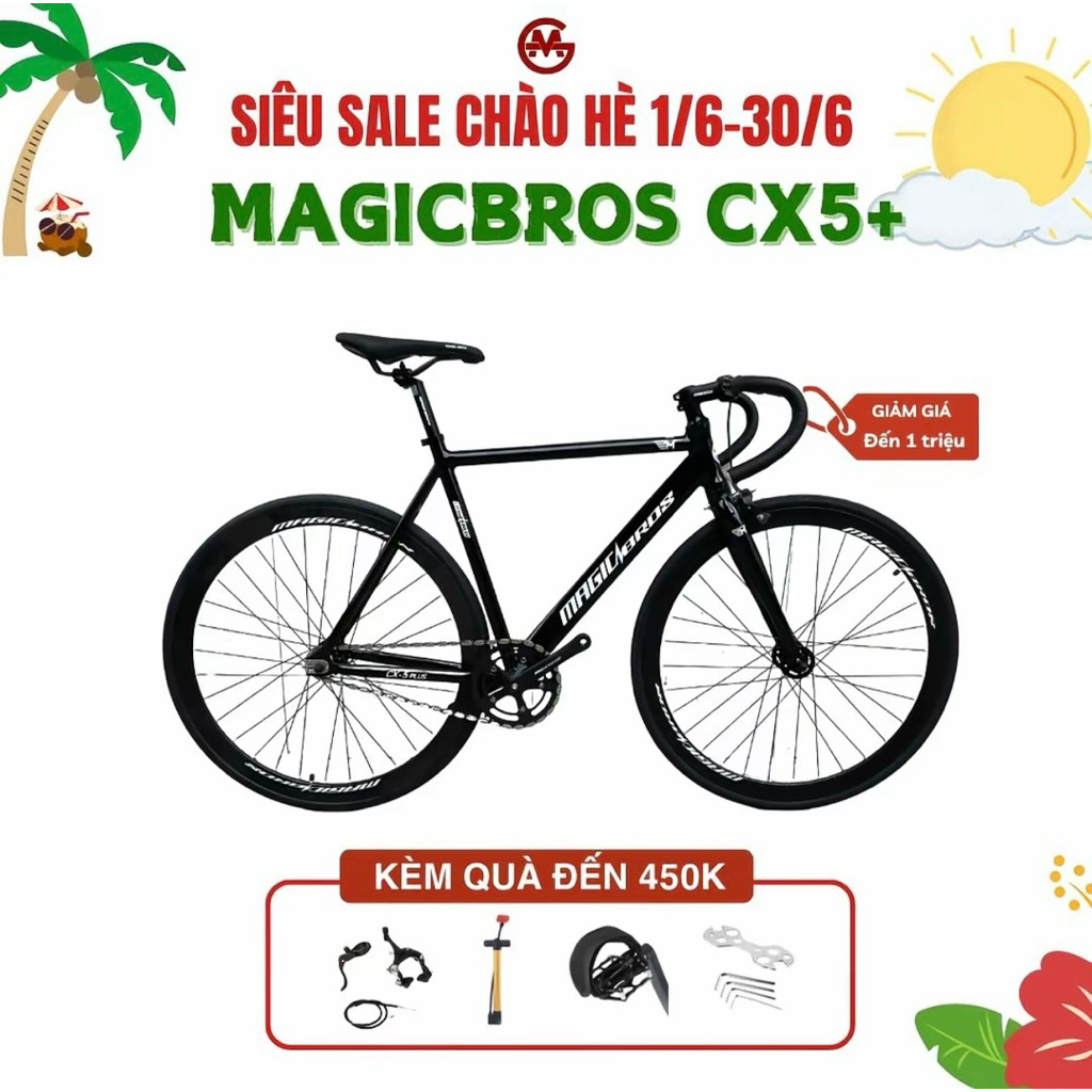 xe Fixed Gear Magicbros cx5 plus khung nhôm ( tặng phanh phụ , bơm , tráp , bộ lắp ráp , bàn đạp , d