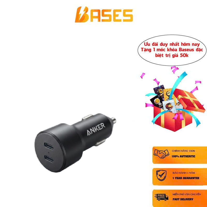 Củ sạc nhanh ô tô ANKER 2 cổng USB-C (PD) sạc nhanh 40w ( ko hộp )
