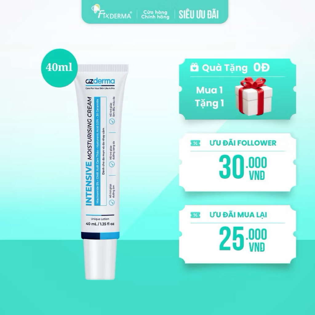 Kem dưỡng ẩm, phục hồi da Intensive Moisturising Cream Azderma(mới)