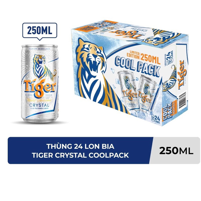 [250ml] Bia Tiger bạc nồng độ 4.6% - Thùng 24 lon
