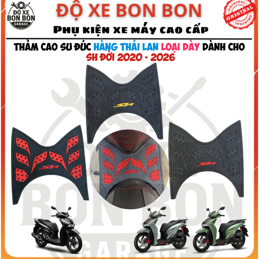 [LOẠI DÀY] Thảm Để Chân Cao Su Đúc Cho SH Đời Từ 2020 - 2026 , Cao Su Dày Hàng Thái Lan Cực Đẹp