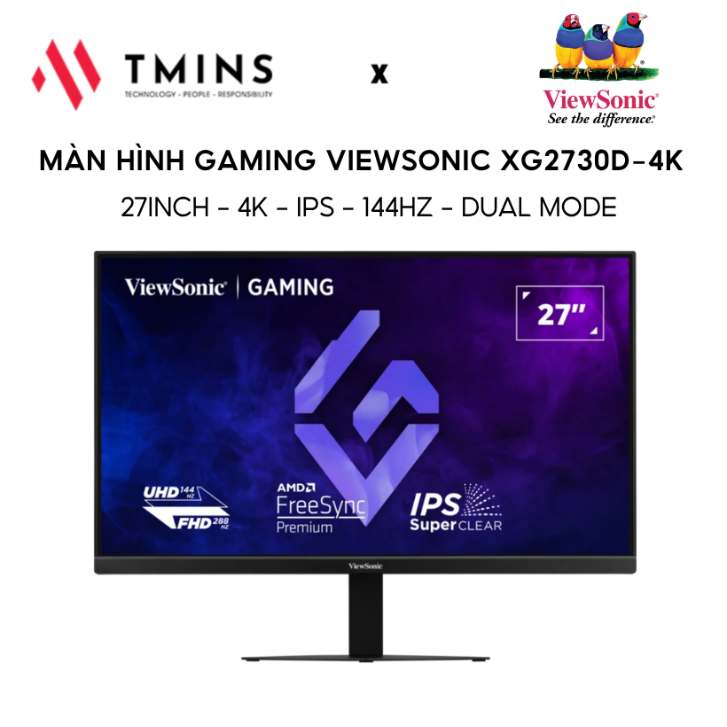 Màn Hình Gaming ViewSonic XG2730D-4K 27inch/UHD-144Hz, FHD-288Hz /IPS/0.5ms/ Dual Mode - Chính hãng