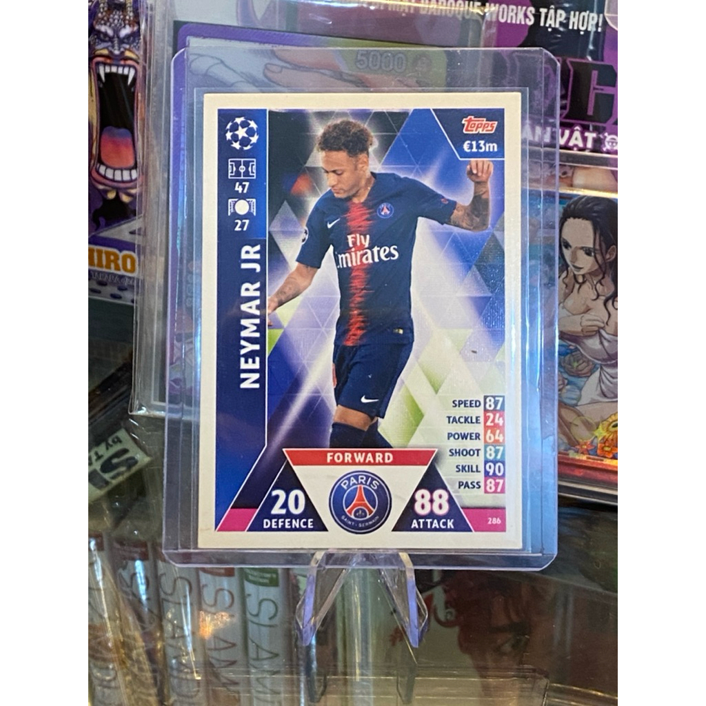 [THẺ CỔ 8 NĂM TUỔI] Thẻ Cầu Thủ Neymar Jr. Topps Match Attax 2018-19 PSG #286 (Thời kì đỉnh cao phon