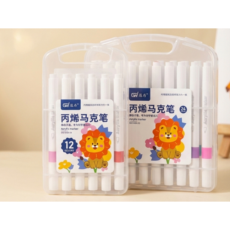 màu acrylic Bút marker 12 màu / 24 màu - Hộp 12 cây / 24 cây Bút lông màu cho bé học tập