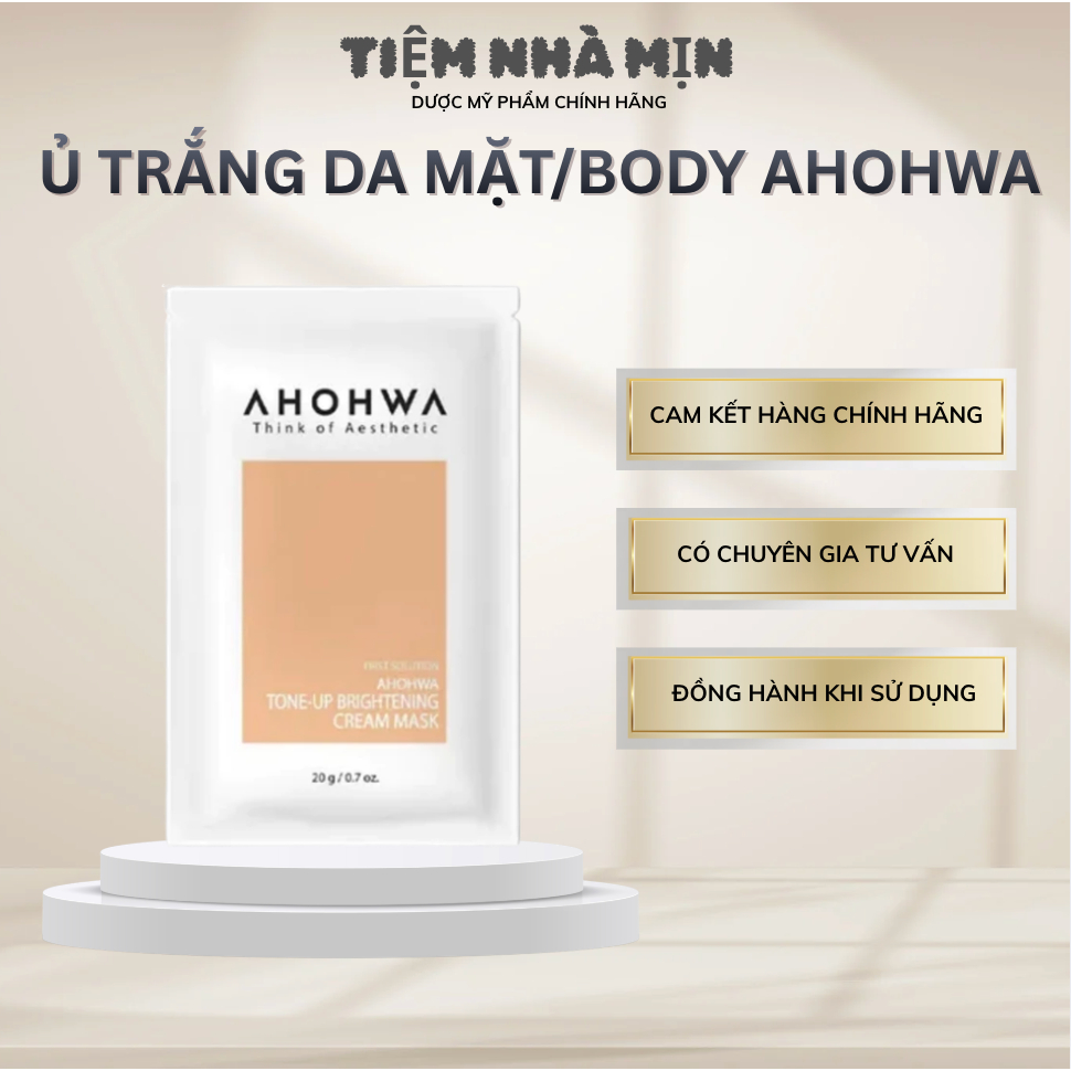 Mặt nạ ủ trắng AHOHWA dạng kem Tone-up Brightening Cream Mask gói 20g