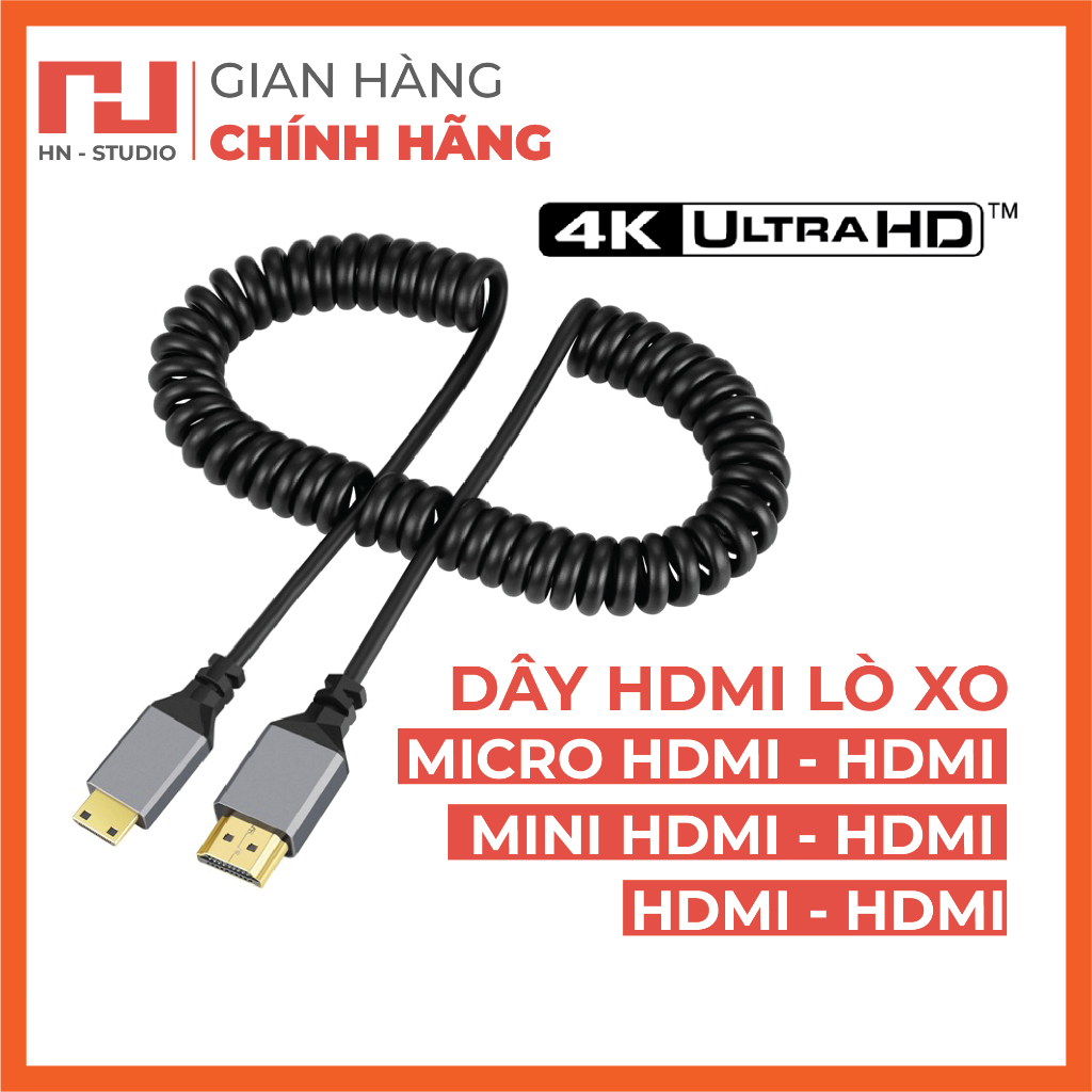 Dây cáp Micro HDMI /Mini HDMI/ HDMI to HDMI dạng lò xo xoắn chuẩn HDMI 2.0