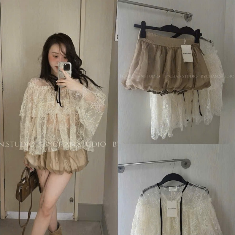 Chân váy bồng siu hit hot 2 màu nâu/hồng phấn, tiểu thư bánh bèo siu hack dáng_Myan store