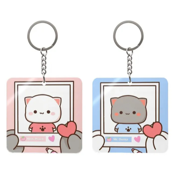Peach and Goma Keychain, Cute Couples Anniversary Present, Valentine's Day Matching Gift, Cat Lovers