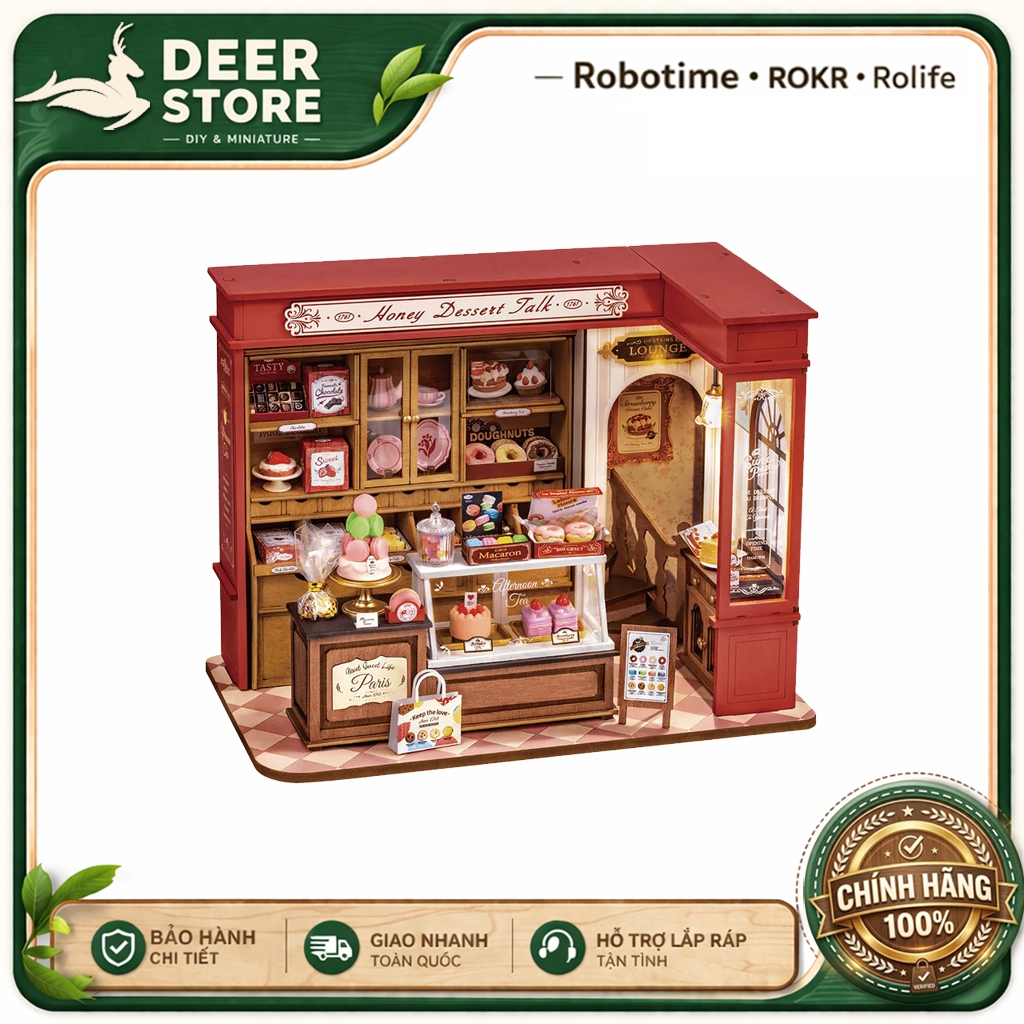 Rolife DIY bằng gỗ. Honey Dessert Talk DG168 | Mô Hình Nhà Búp Bê Tiệm Tráng Miệng Ngọt Ngào