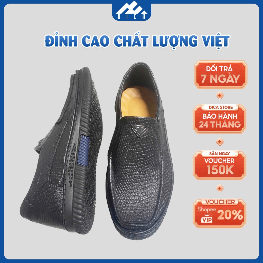 Giày Da Nam Mẫu Mới DICA, Màu Đen Sang Trọng, Đế Êm Nhẹ, Kiểu Dáng Thanh Lịch Siêu Đẹp, BH 24 Tháng