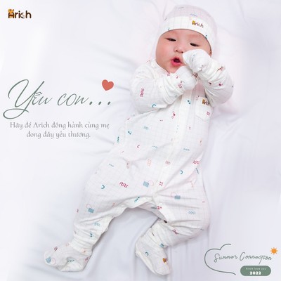 Body dài sơ sinh Arich, body dài  họa tiết  vải sợi tre mềm, mịn, mát size Newborn-18 tháng