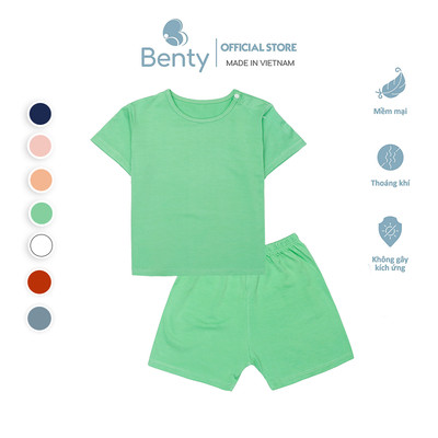 Bộ cộc tay cài vai trơn basic BENTY chất liệu mềm mịn mát, đồ bộ dễ thương bé trai bé gái