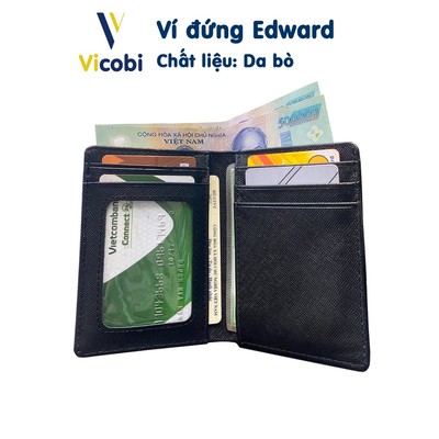 Ví đứng da bò mini Edward Vicobi M5, bóp tiền nhỏ gọn đựng thẻ và giấy tờ mới